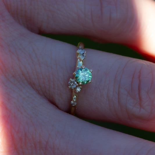 Antheia Engagement Ring - Green and Champagne Diamond - Irena Chmura Jewellery
