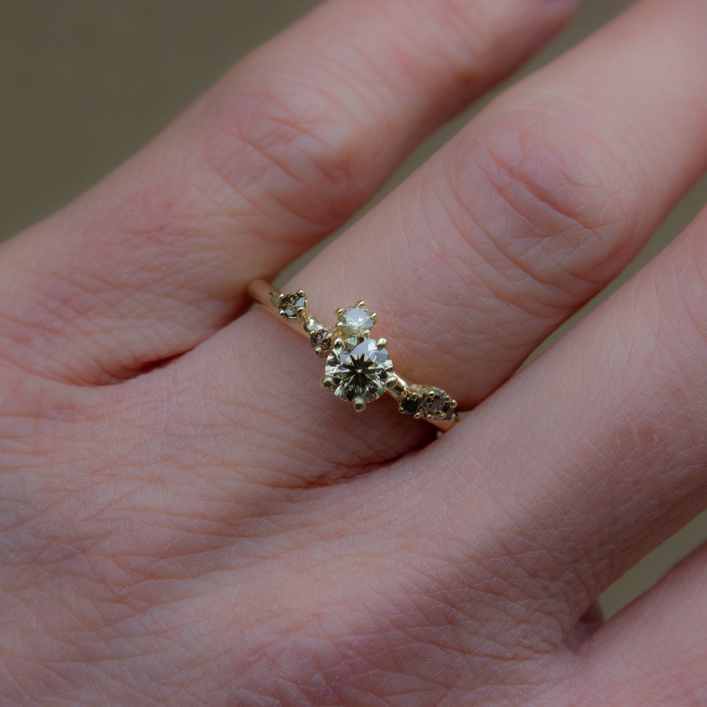 Antheia Engagement Ring - Yellow and Champagne Diamond - Irena Chmura Jewellery