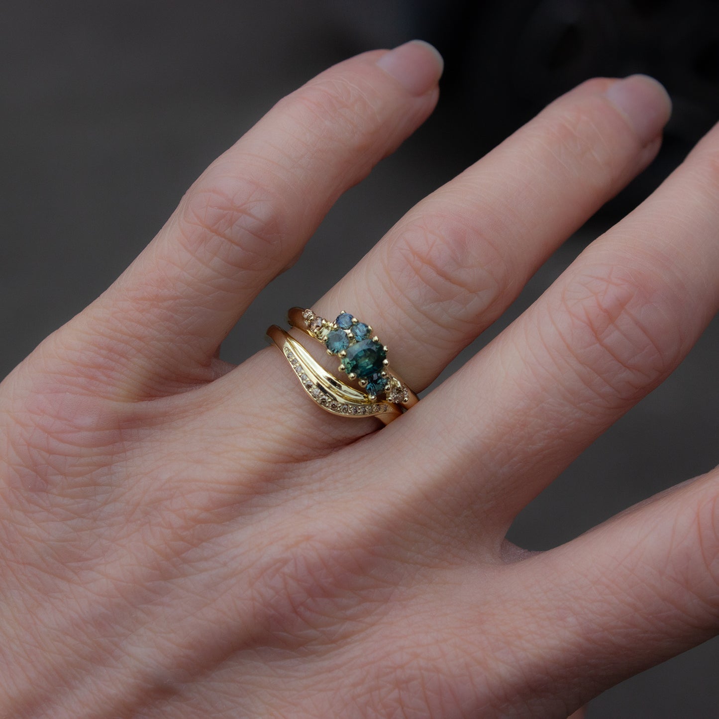 Grass Leaf Band - Champagne Diamonds