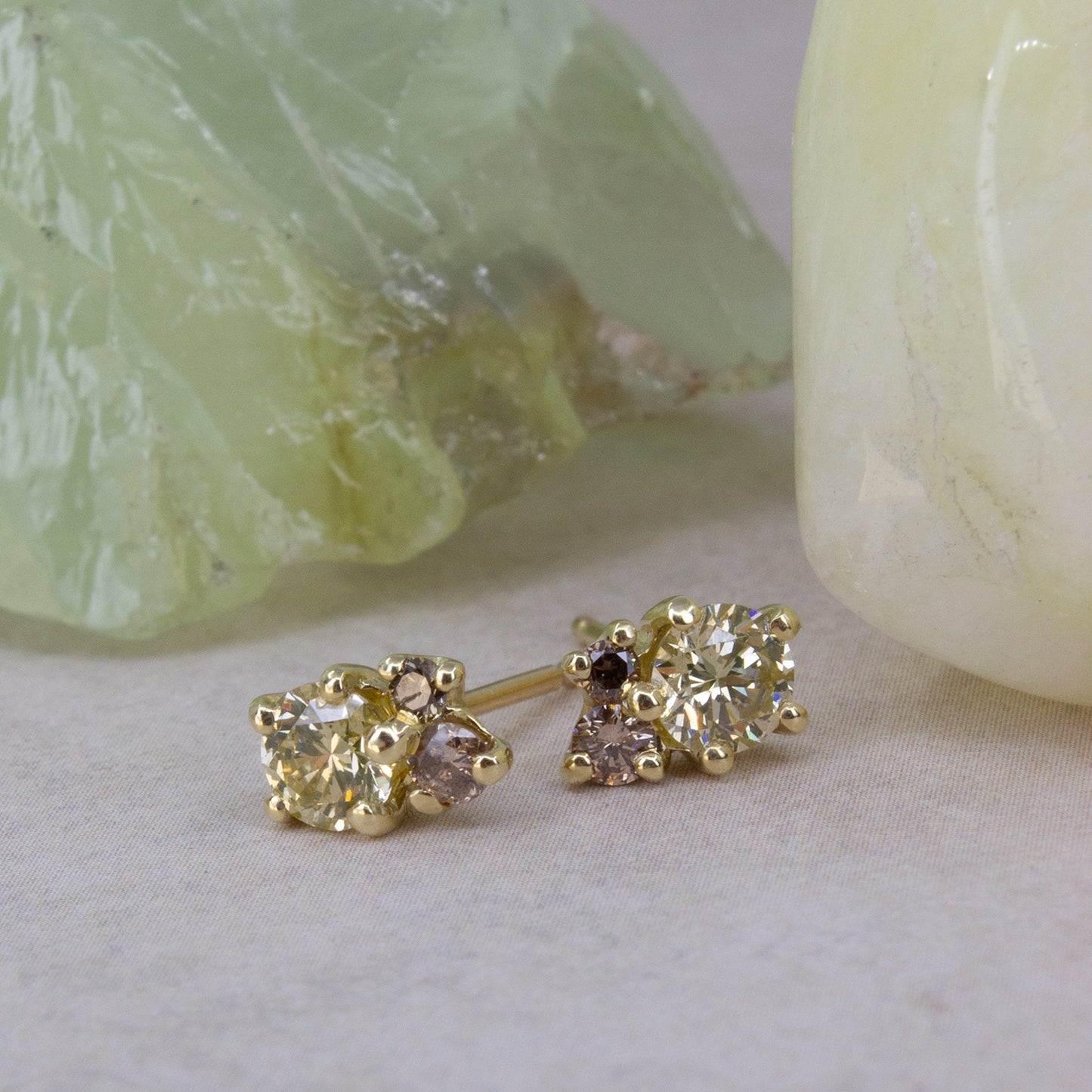 One Of A Kind Antheia Studs - Yellow and Champagne Diamonds - Pair - Irena Chmura Jewellery
