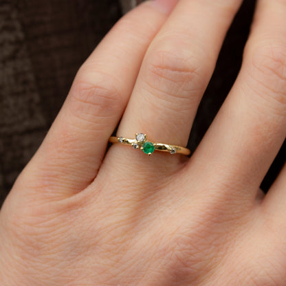Antheia Ring - Emerald And Salt & Pepper Diamonds - Irena Chmura Jewellery