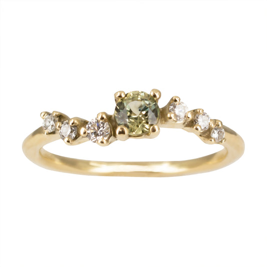 Namika Ring - Green Sapphire And White Diamonds - Irena Chmura Jewellery