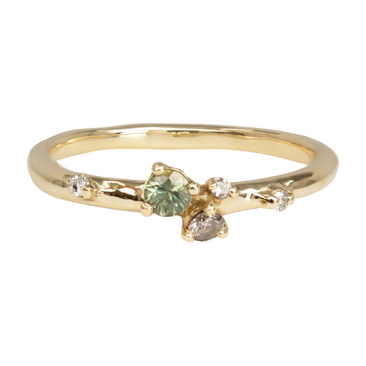 Antheia Ring - Teal Sapphire And Salt & Pepper Diamonds - Irena Chmura Jewellery