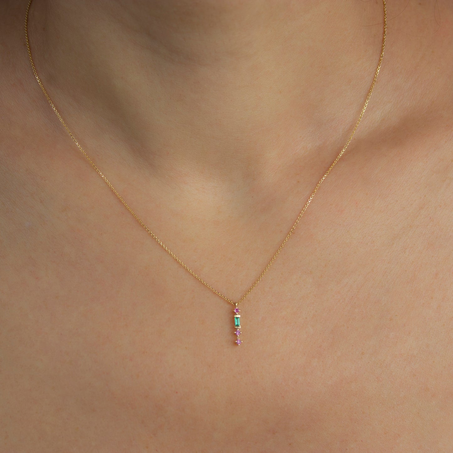 ELFIN PETITE TIARE NECKLACE - EMERALD AND PINK SAPPHIRE - Irena Chmura Jewellery