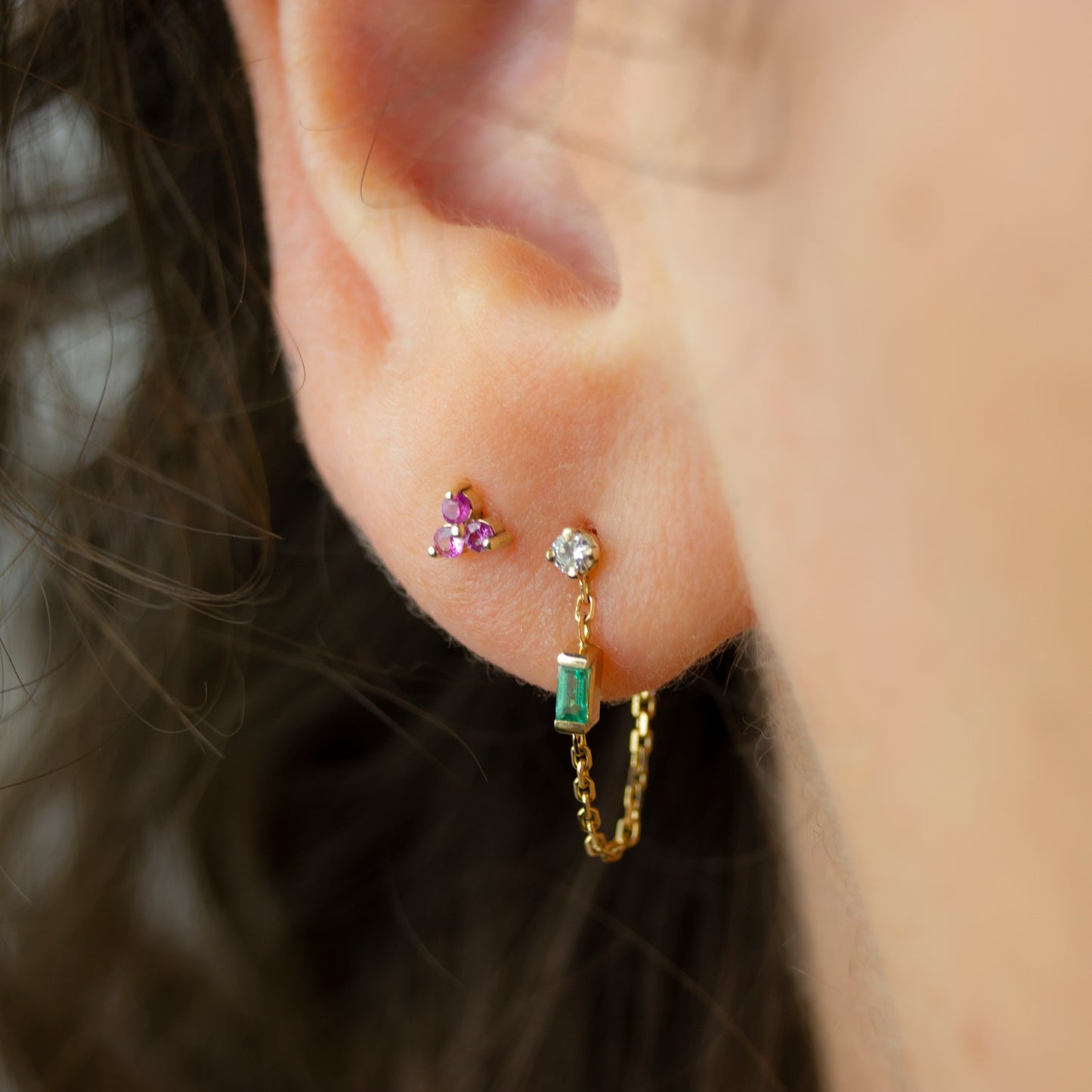CLOVER PINK SAPPHIRE STUD - Irena Chmura Jewellery