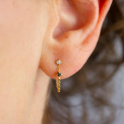 DIAMOND & TOURMALINE CHAIN EARRING - Irena Chmura Jewellery