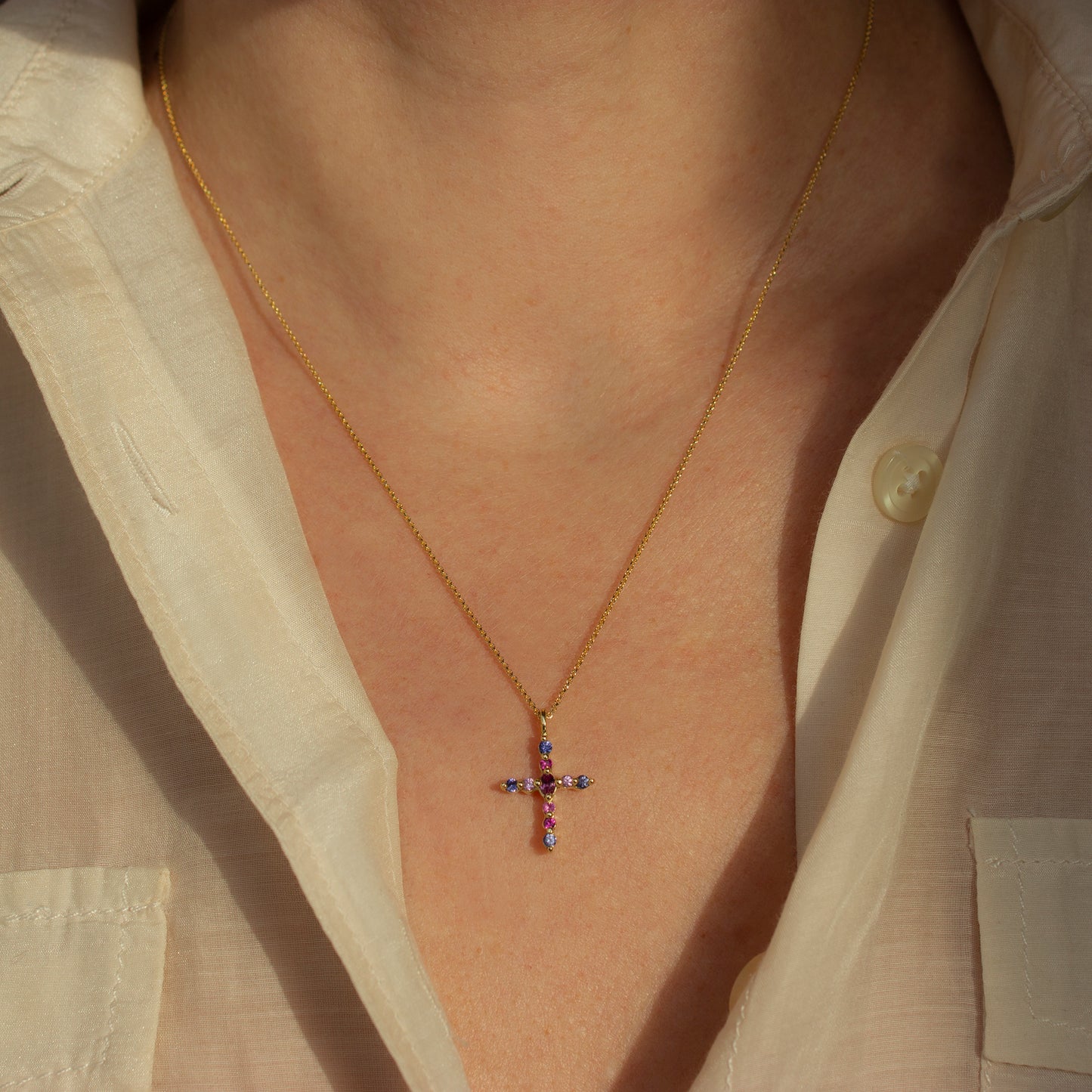 SAPPHIRE CROSS PENDANT NECKLACE - Irena Chmura Jewellery