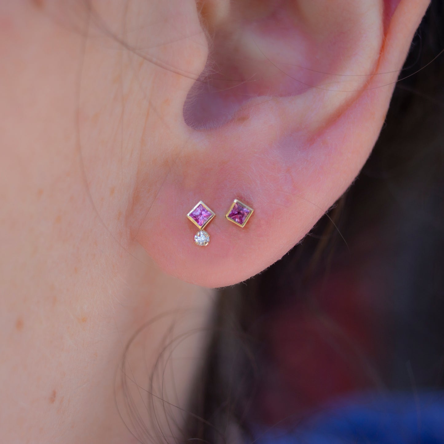 PRINCESS PINK SAPPHIRE STUD - Irena Chmura Jewellery