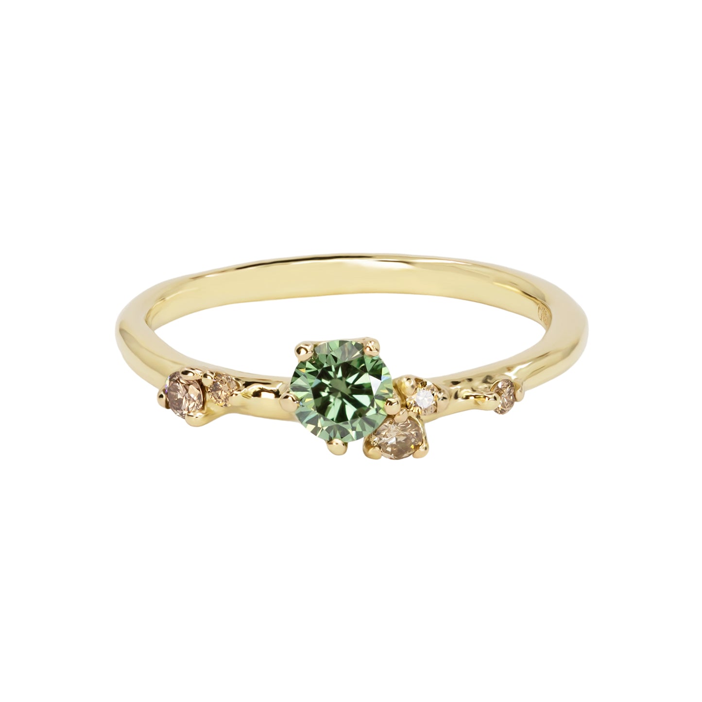 Antheia Engagement Ring - Green and Champagne Diamond - Irena Chmura Jewellery