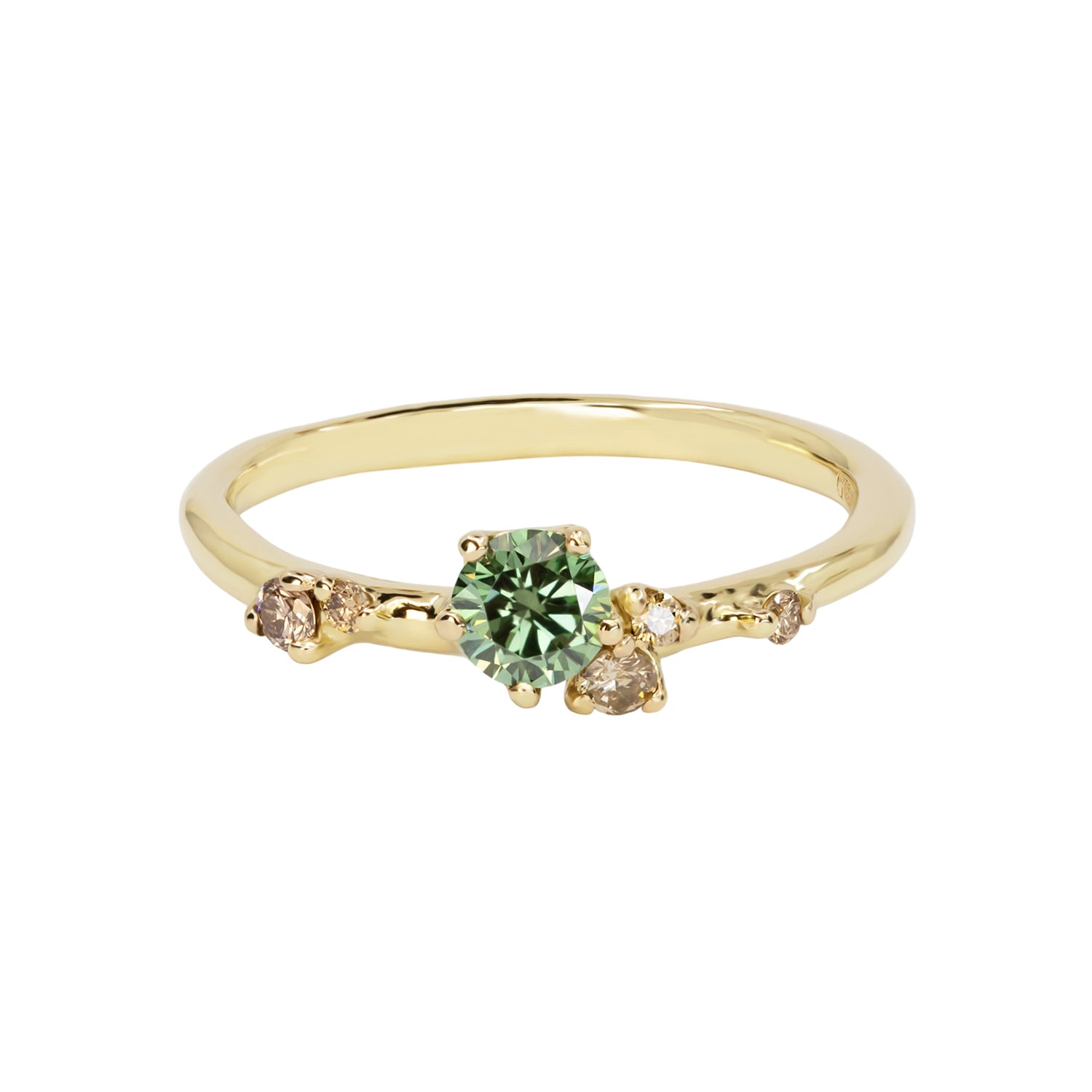 Antheia Engagement Ring - Green and Champagne Diamond - Irena Chmura Jewellery
