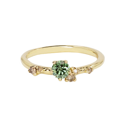 Antheia Engagement Ring - Green and Champagne Diamond - Irena Chmura Jewellery