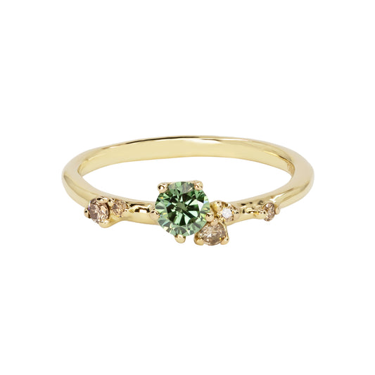 Antheia Engagement Ring - Green and Champagne Diamond - Irena Chmura Jewellery