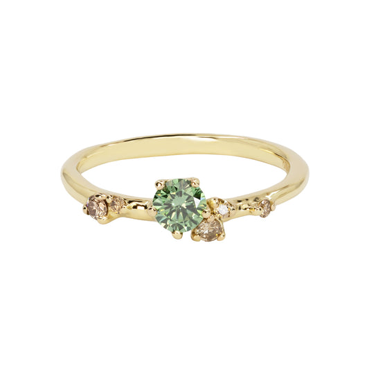 Antheia Engagement Ring - Green and Champagne Diamond