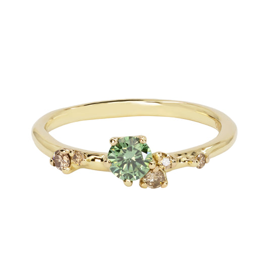 Antheia Engagement Ring - Green and Champagne Diamond