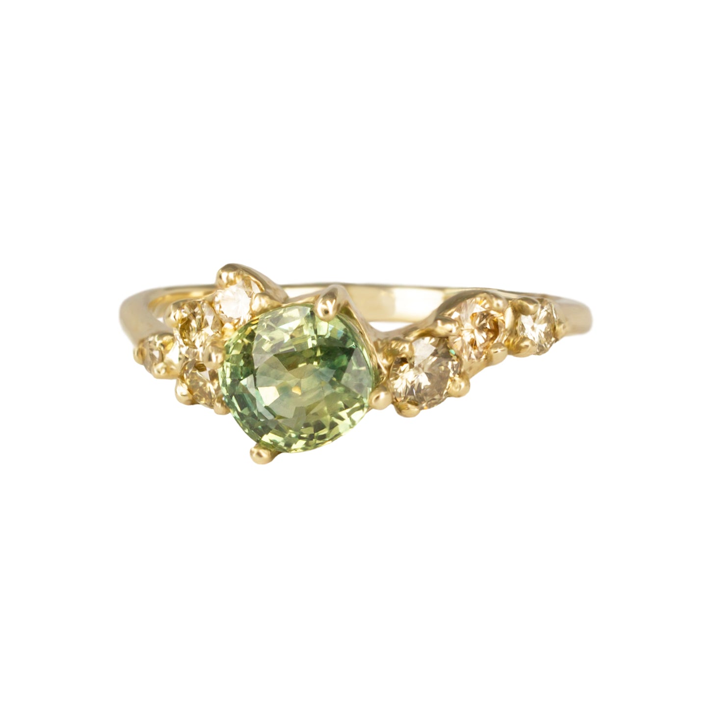 Danae Engagement Ring - Green Sapphire And Yellow Diamonds - Irena Chmura Jewellery