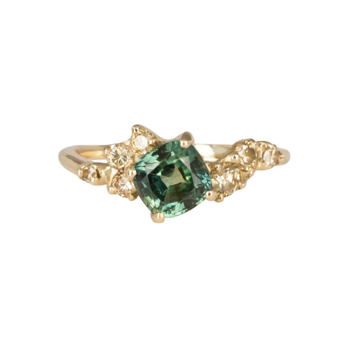 One Of A Kind Danae Engagement Ring - Montana Teal Sapphire And Natural Yellow Diamonds - Irena Chmura Jewellery