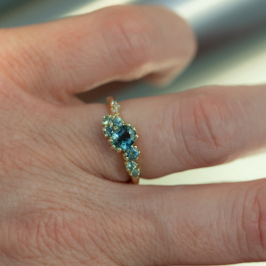 Dryad V Engagement Ring - Parti Teal Sapphires And Diamonds