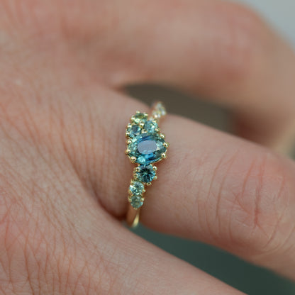 Dryad V Engagement Ring - Parti Teal Sapphires And Diamonds - Irena Chmura Jewellery