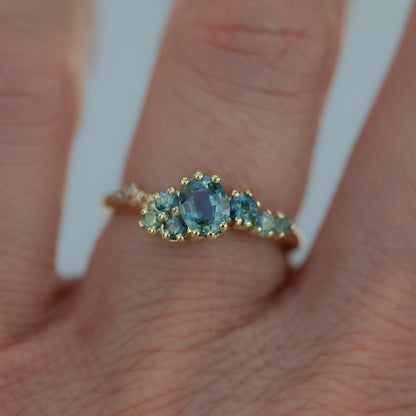 Dryad V Engagement Ring - Parti Teal Sapphires And Diamonds - Irena Chmura Jewellery