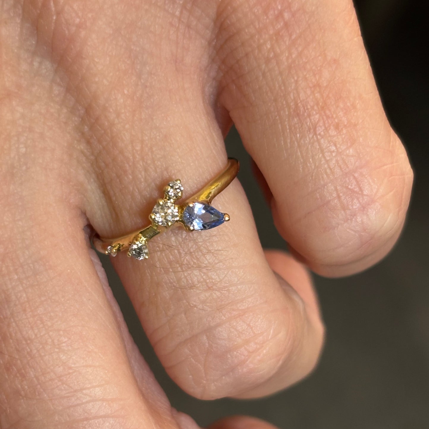 One Of A Kind Sayuri Ring - Blue Sapphire And Grey Diamonds