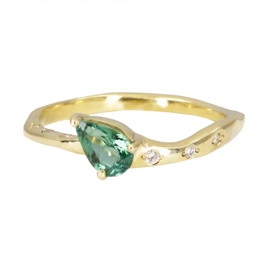 ONE OF A KIND GALENE RING - TOURMALINE AND DIAMONDS - Irena Chmura Jewellery