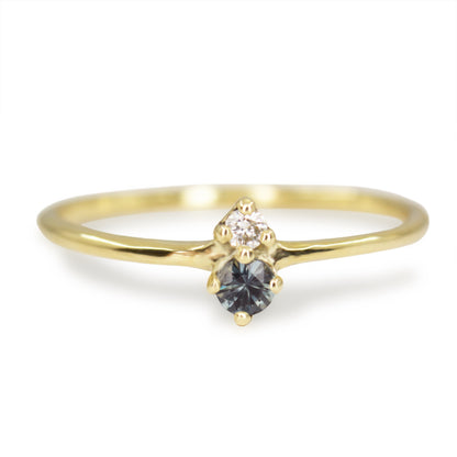 DUO RING - GREY SAPPHIRE AND DIAMOND - Irena Chmura Jewellery