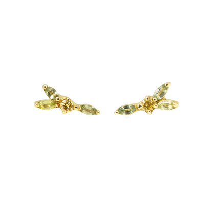 TINKERBELL STUD - MARQUISE GREEN SAPPHIRES AND NATURAL YELLOW DIAMOND - Irena Chmura Jewellery