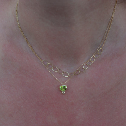 ONE OF A KIND TULIP VERDE PENDANT NECKLACE - PERIDOT & PADPARADSCHA SAPPHIRE