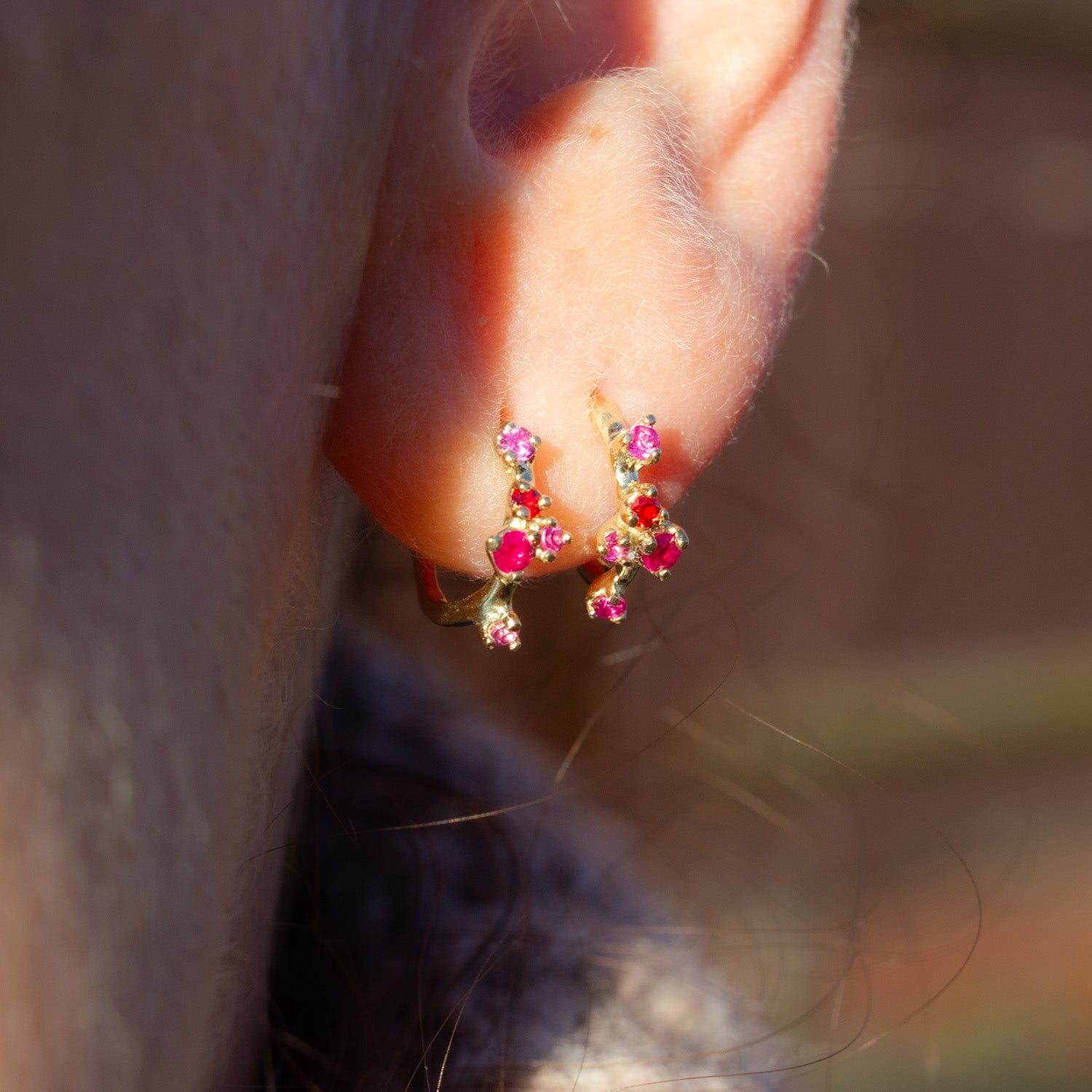 ANTHEIA HOOPS SMALL - RUBY AND PINK SAPPHIRES - Irena Chmura Jewellery