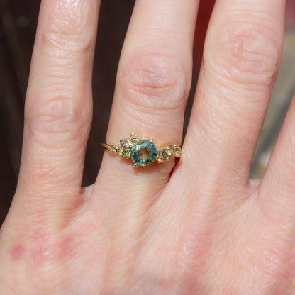 One Of A Kind Danae Ring - Green Montana Sapphire And Natural Yellow Diamonds - Irena Chmura Jewellery