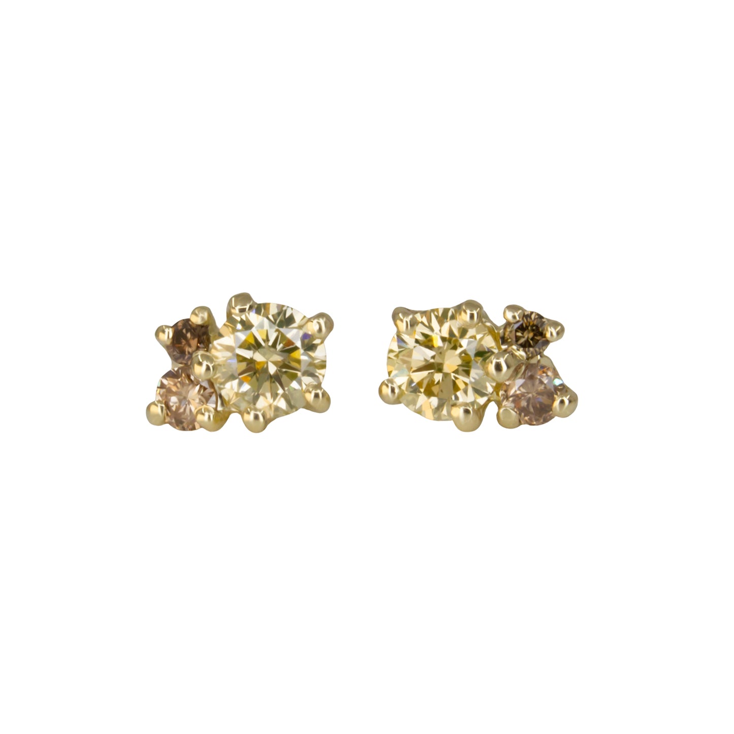 One Of A Kind Antheia Studs - Yellow and Champagne Diamonds - Pair