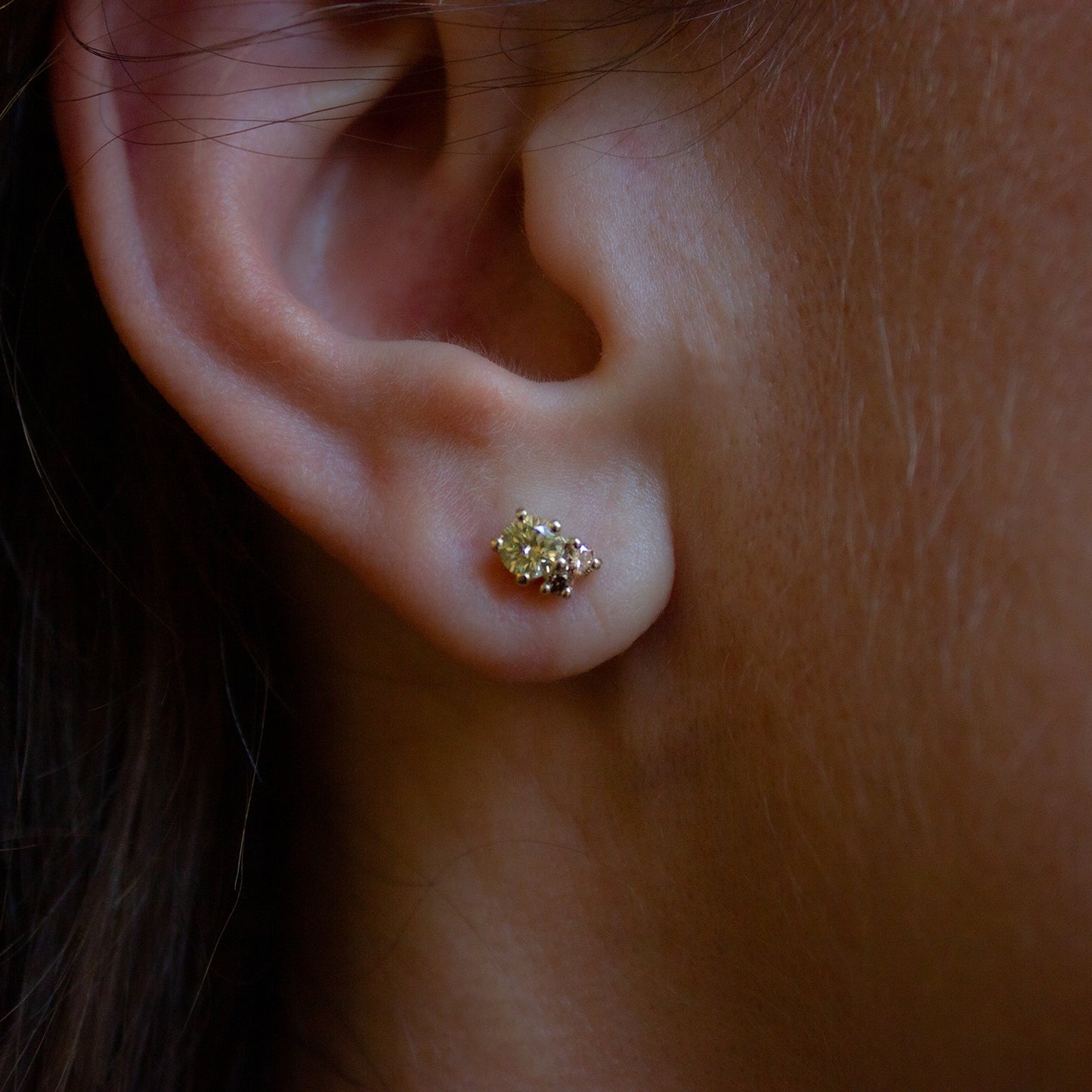 One Of A Kind Antheia Studs - Yellow and Champagne Diamonds - Pair