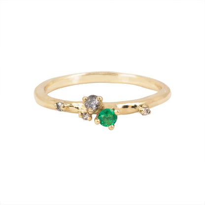 Antheia Ring - Emerald And Salt & Pepper Diamonds - Irena Chmura Jewellery