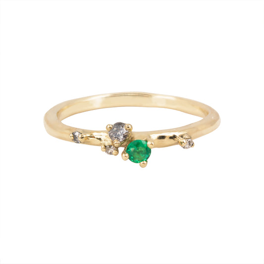 Antheia Ring - Emerald And Salt & Pepper Diamonds