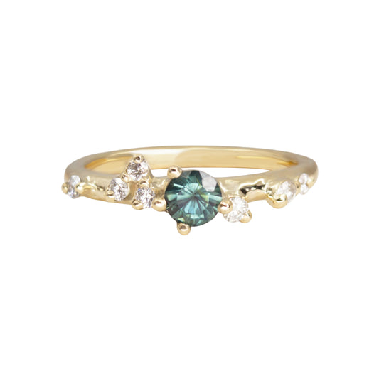 Antheia Engagement Ring - Teal Sapphire And White Diamonds