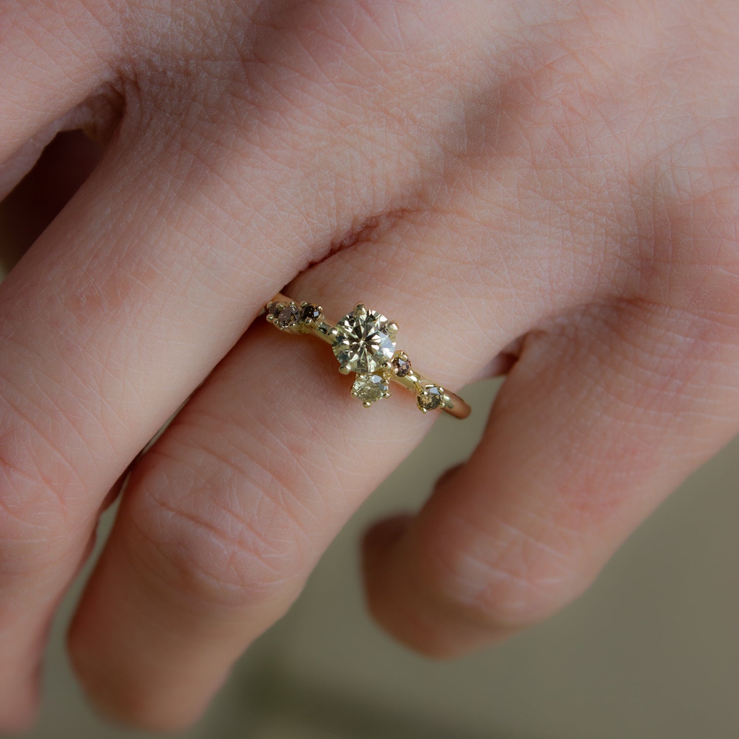 Antheia Engagement Ring - Yellow and Champagne Diamond - Irena Chmura Jewellery