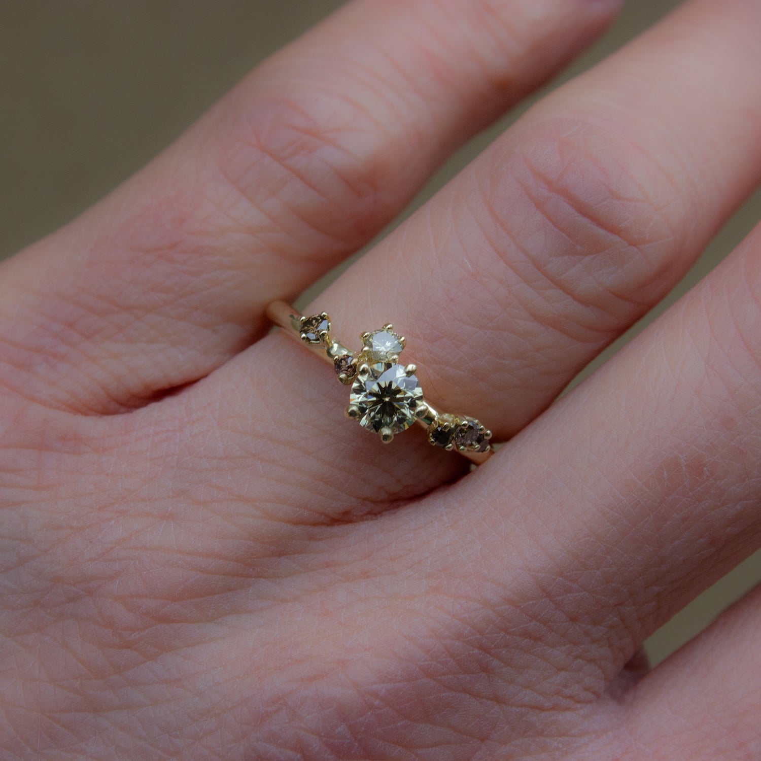 Antheia Engagement Ring - Yellow and Champagne Diamond - Irena Chmura Jewellery