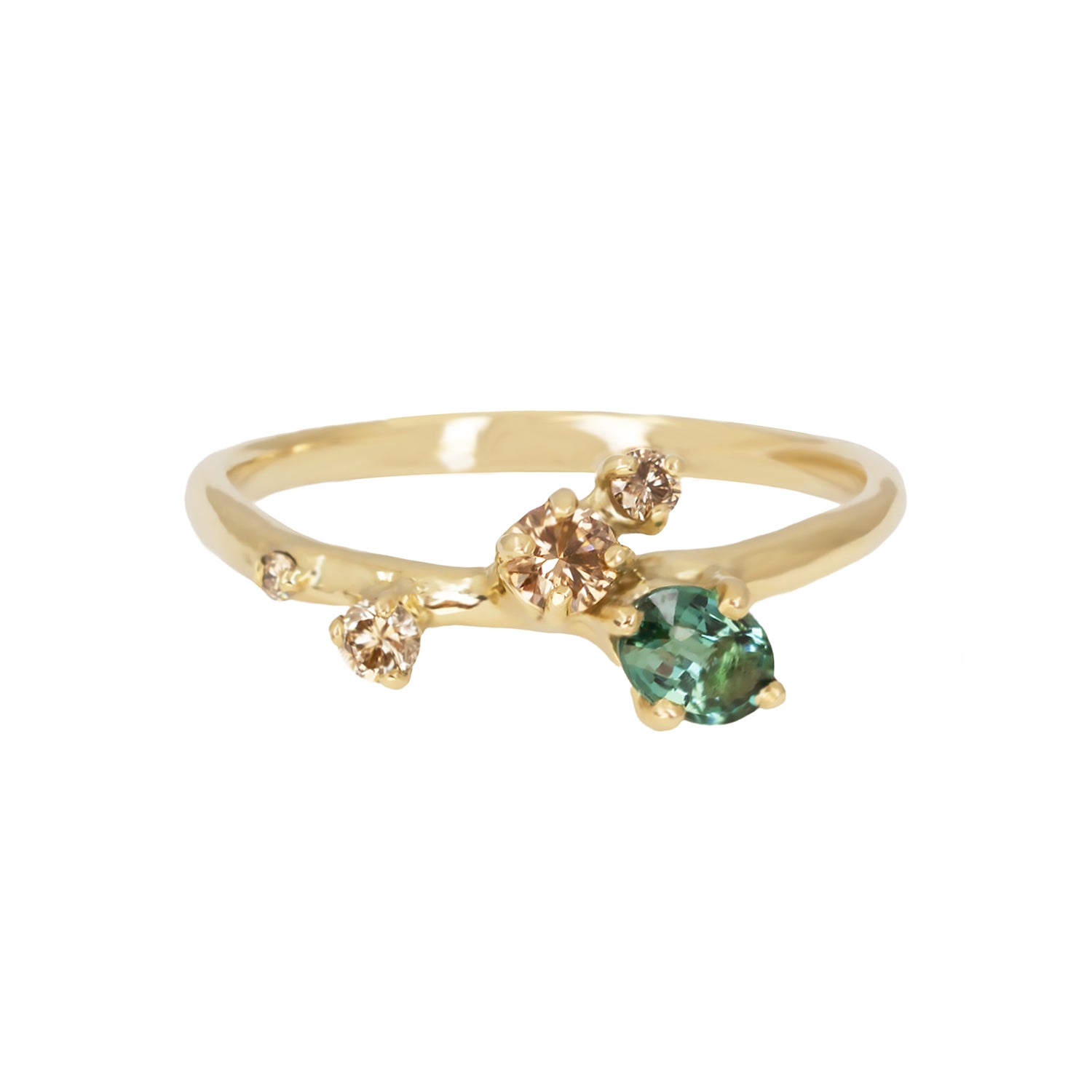 Sayuri Engagement Ring - Teal Tourmaline And Champagne Diamonds - Irena Chmura Jewellery