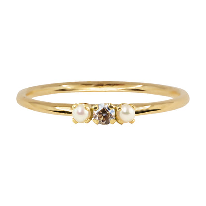 Cinderella Ring - Champagne Diamond And Pearls - Irena Chmura Jewellery