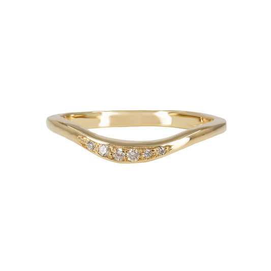 Curved Arc Wedding Band - White Diamonds