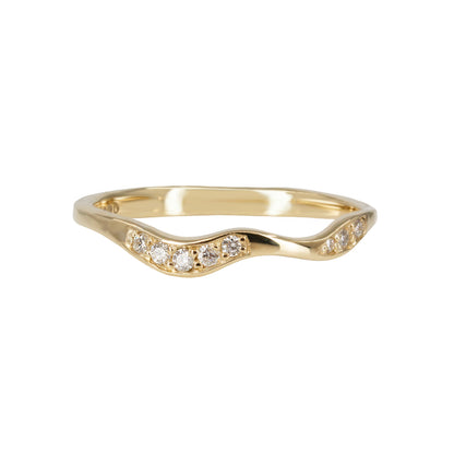 Curved Flow Wedding Band - White Diamonds - Irena Chmura Jewellery