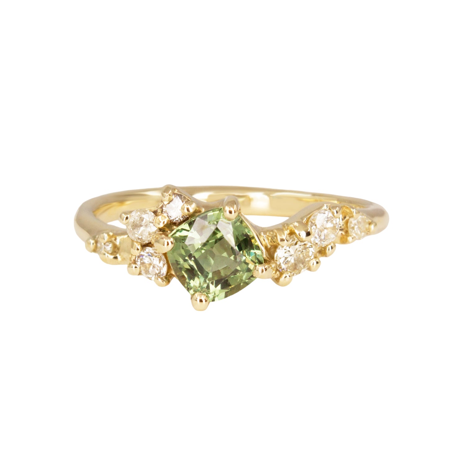 Danae Engagement Ring - Green Madagascan Sapphire And Yellow Diamonds - Irena Chmura Jewellery
