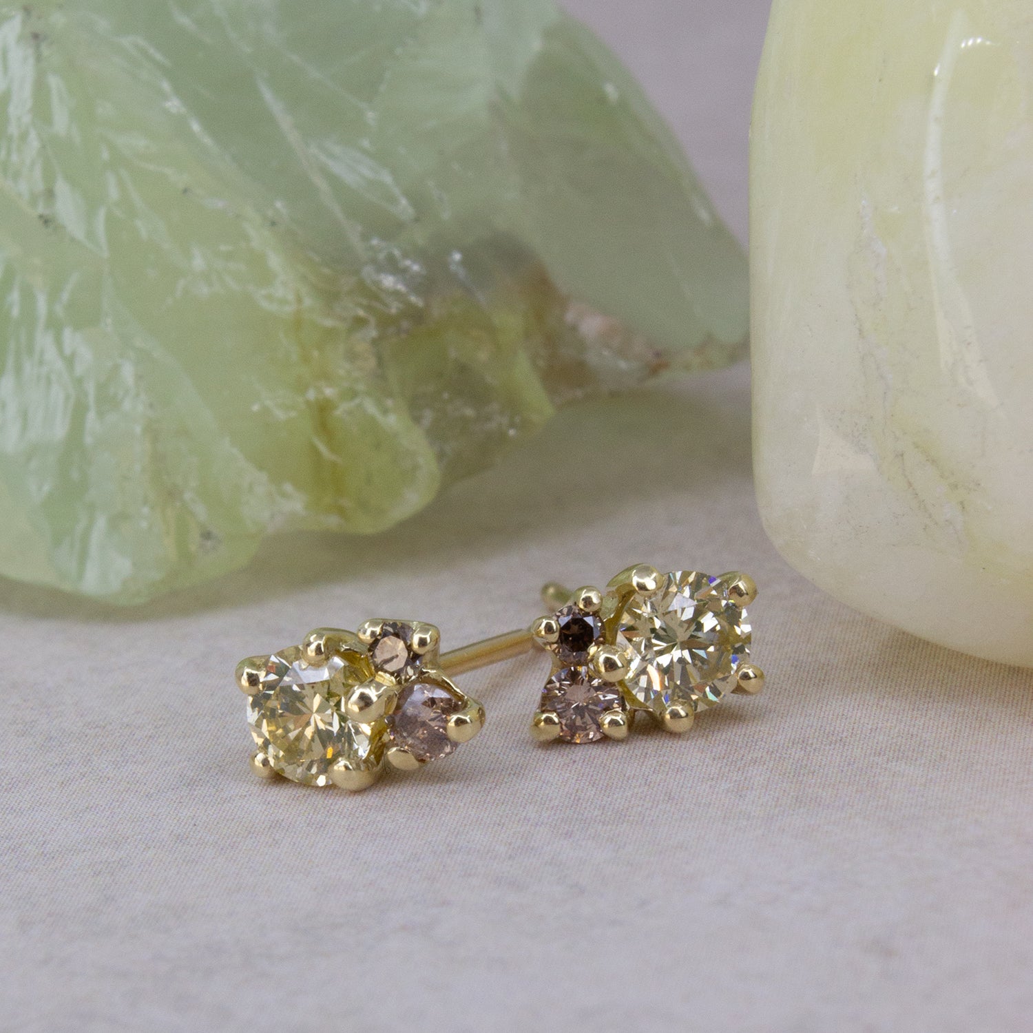One Of A Kind Antheia Studs - Yellow and Champagne Diamonds - Pair - Irena Chmura Jewellery