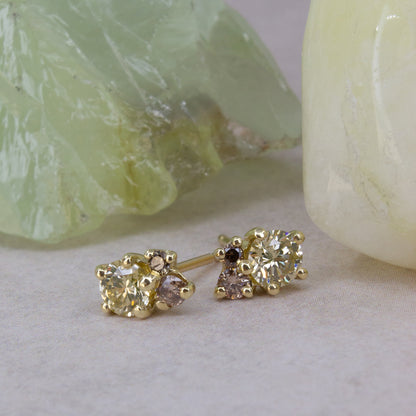 One Of A Kind Antheia Studs - Yellow and Champagne Diamonds - Pair - Irena Chmura Jewellery