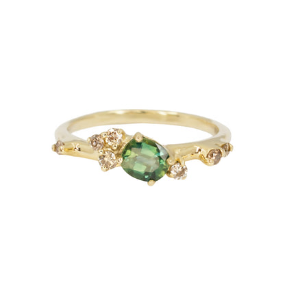 Dryad III Engagement Ring - Teal Sapphire And Champagne Diamonds - Irena Chmura Jewellery