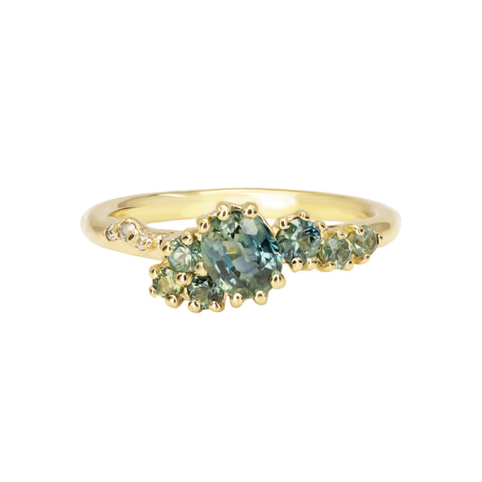 Dryad V Engagement Ring - Parti Teal Sapphires And Diamonds