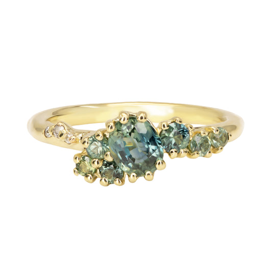 Dryad V Engagement Ring - Parti Teal Sapphires And Diamonds - Irena Chmura Jewellery