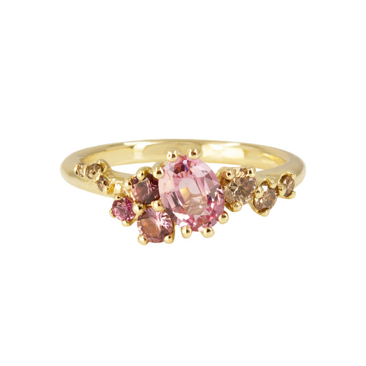 Dryad V Engagement Ring - Padparadscha Sapphires And Champagne Diamonds