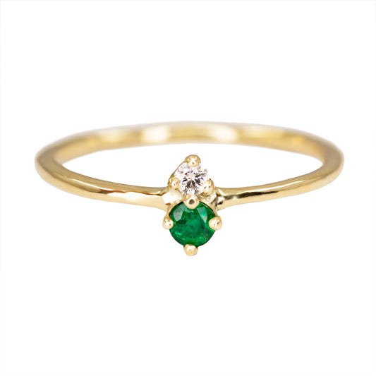 Duo Ring - Emerald And White Diamond - Irena Chmura Jewellery