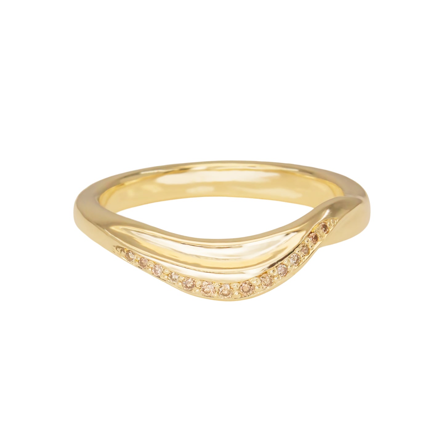 Grass Leaf Wedding Band - Champagne Diamonds - Irena Chmura Jewellery